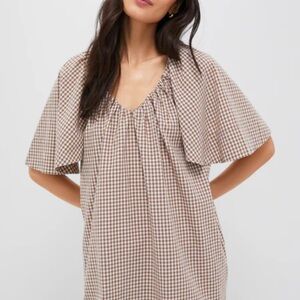 Mocha Cotton Gingham Finn Dress